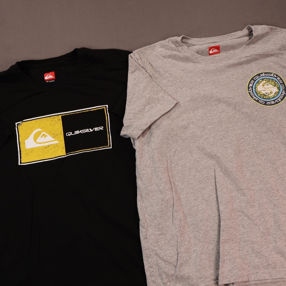 Quiksilver Shirt Lot Mens XL Black Gray Surf‎ Graphic Short Sleeve Tee 2 Pack